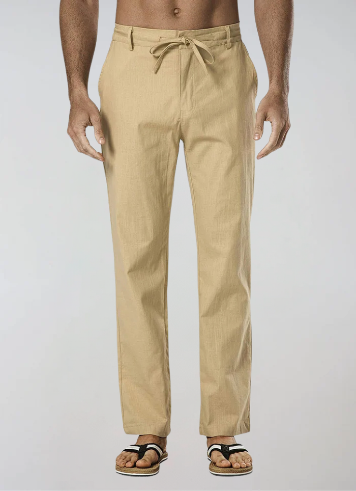 Linned Bukser Med Snor Khaki