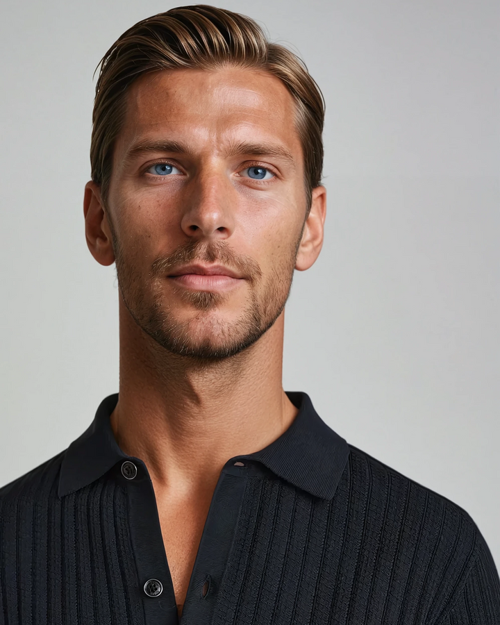 Hæklede Cardigan Polo Sort