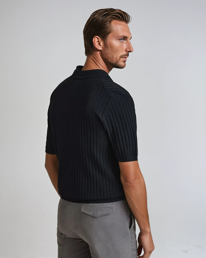 Hæklede Cardigan Polo Sort