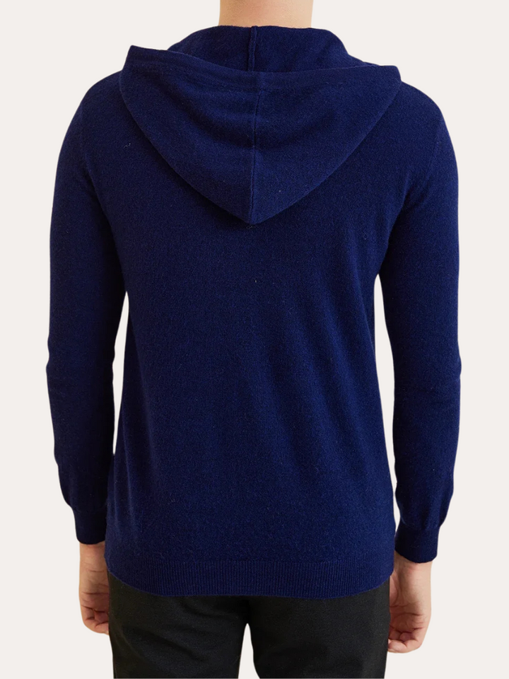 Cashmere Strik Zip Vest - Marineblå