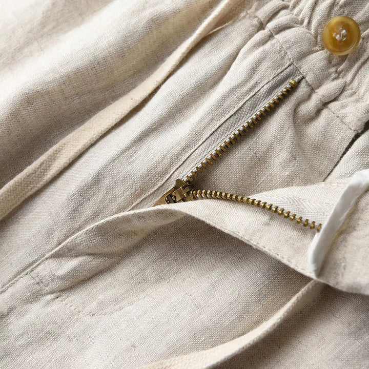 Linned Bukser Med Snor Beige