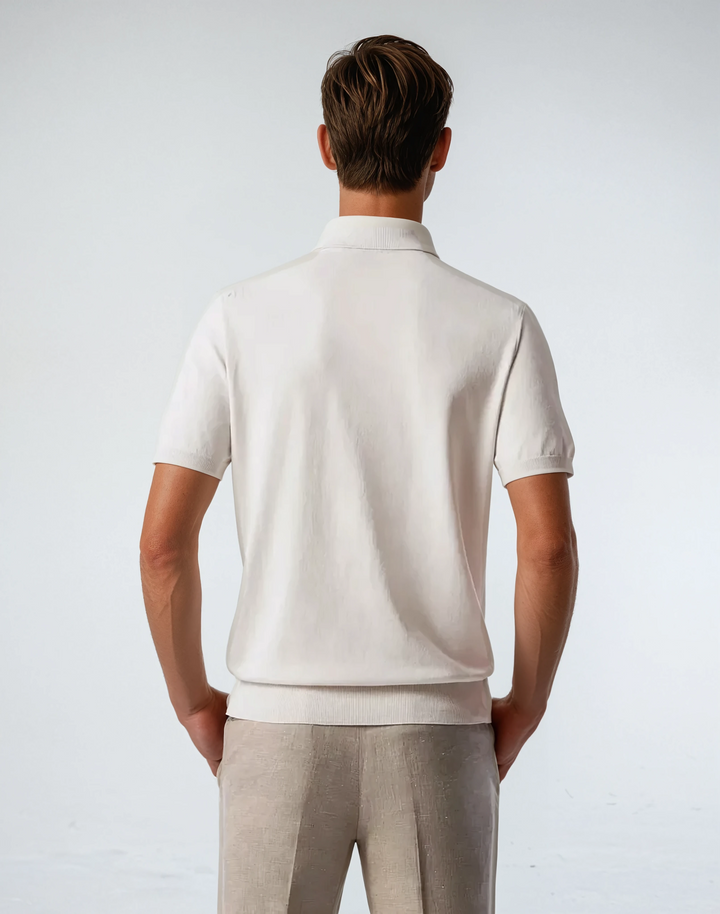 Polo med Lynlås - Beige