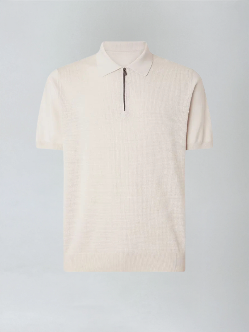 Polo med Lynlås - Beige