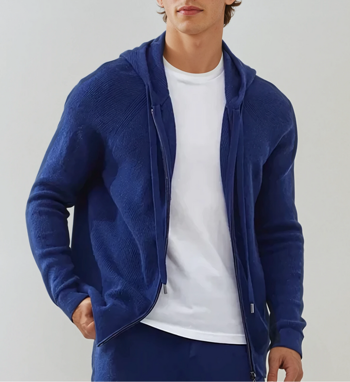 Cashmere Strik Zip Vest - Intens Blå