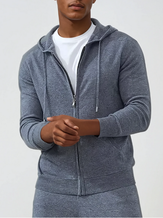 Cashmere Strik Zip Vest - Mørkegrå
