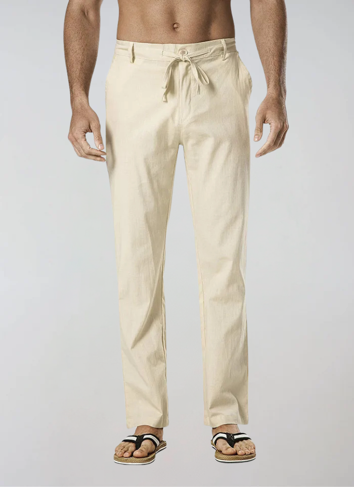 Linned Bukser Med Snor Beige