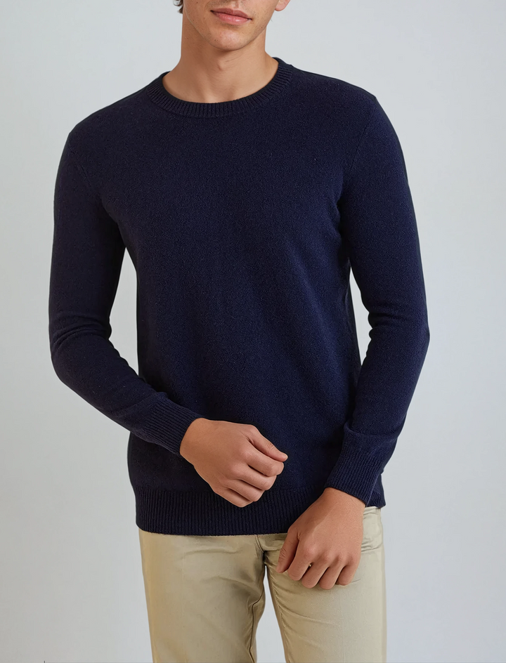 Signature Cashmere Sweater - Marineblå