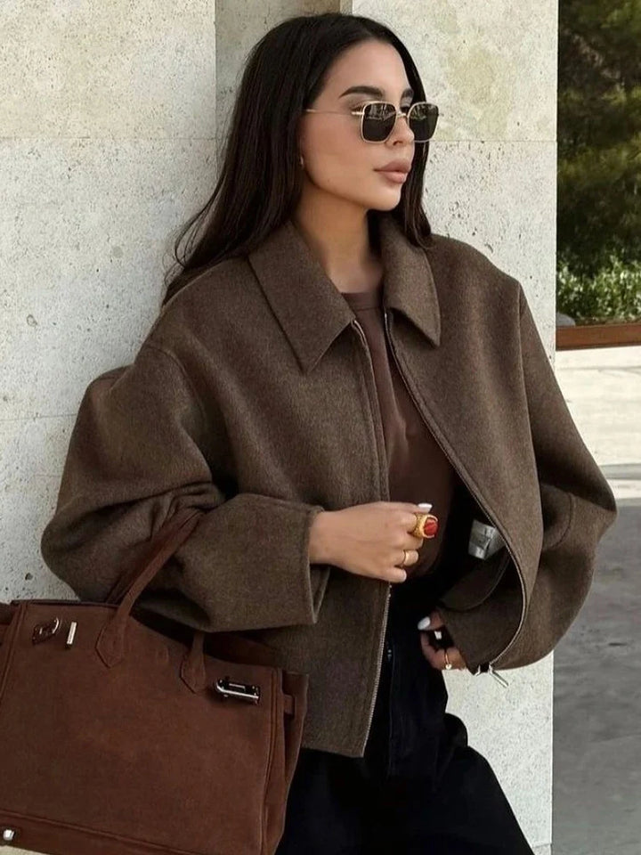 Margaret™ | Elegant Brun Uldjakke